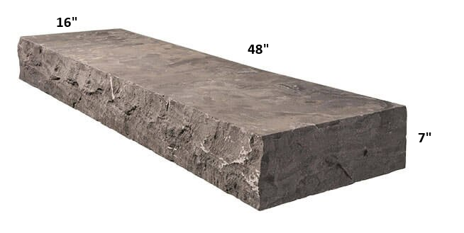 SILVER GREY STEPS 16"X48"X7" FLAMED TOP
