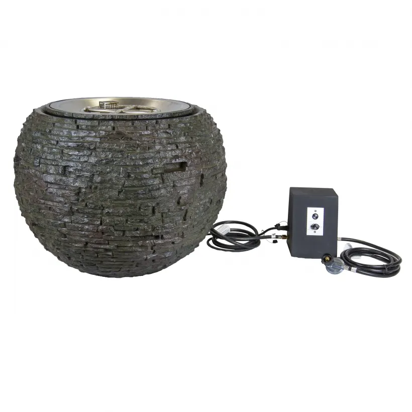 FIRE AND WATER STACKED SLATE SPHERE 32"