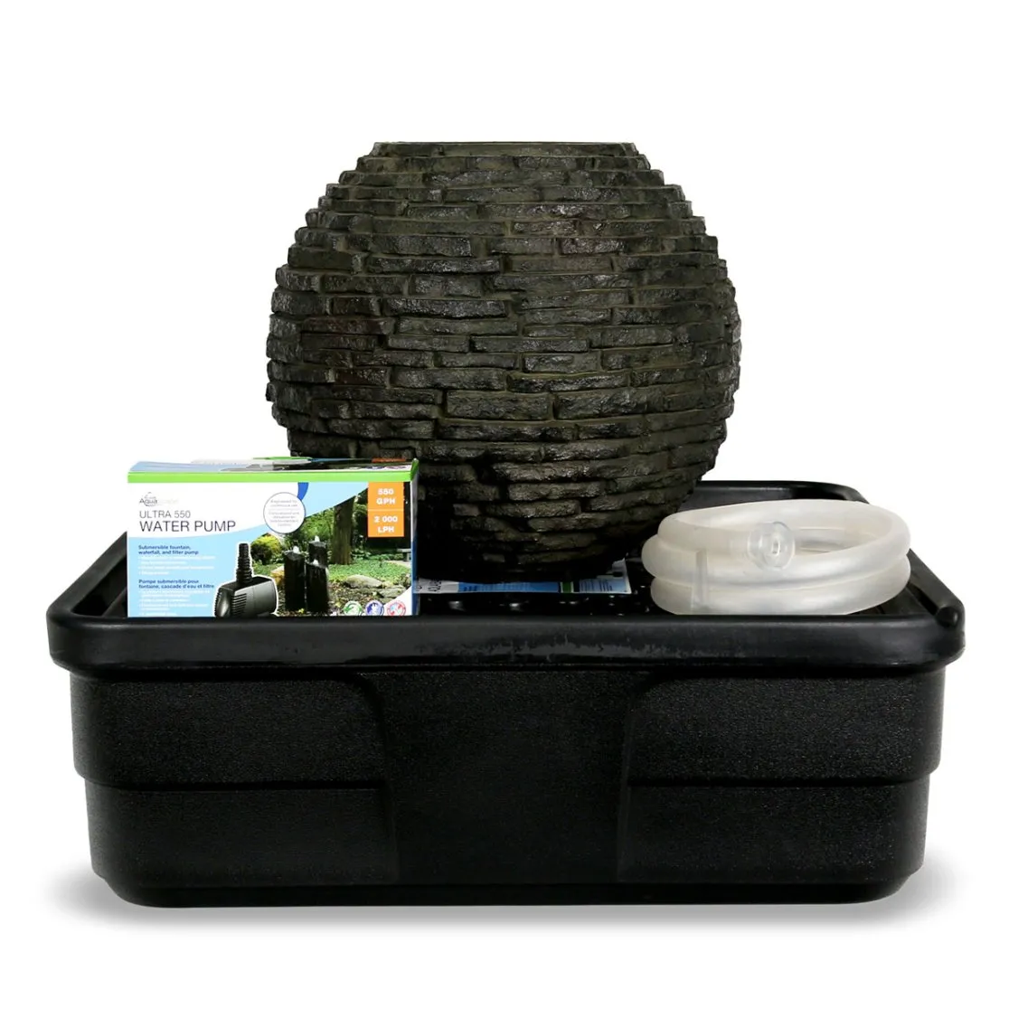 STACKED SLATE SPHERE FOUNTAIN KIT 18"