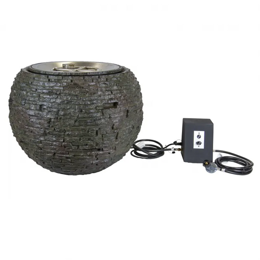 FIRE AND WATER STACKED SLATE SPHERE 32"