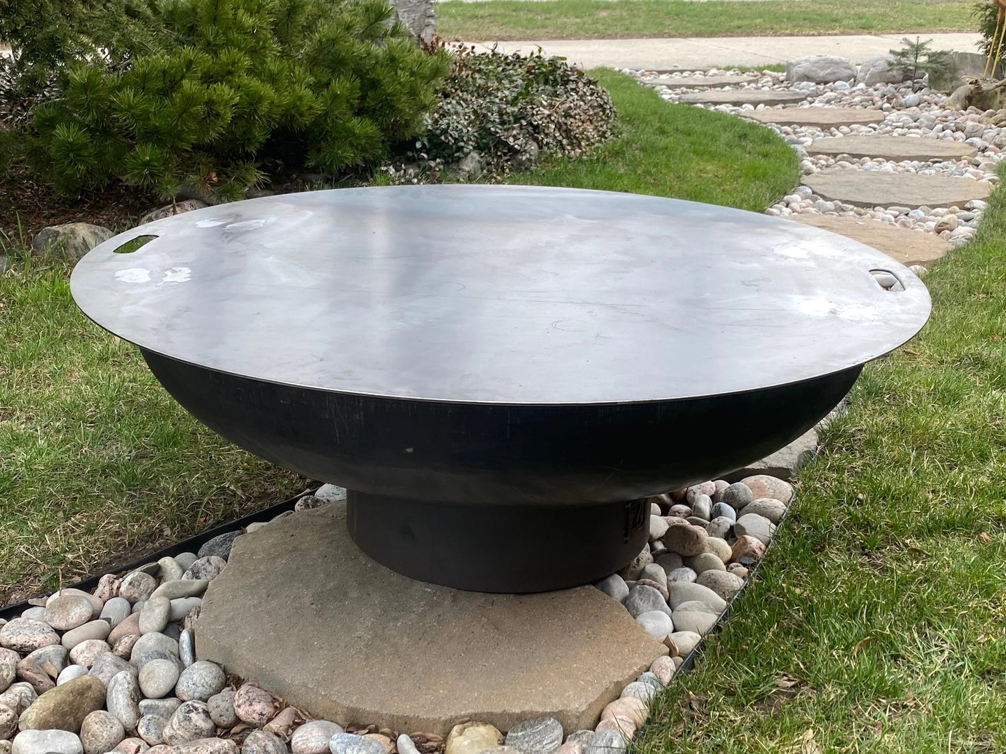 SHOGUN KABUTO 40" CORTEN STEEL FIRE PIT WITH TABLE TOP
