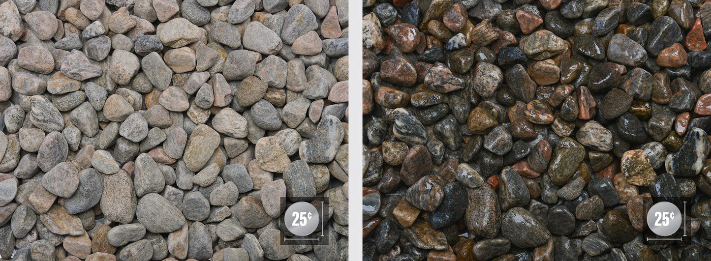 BAGGED ALGONQUIN COLOURED RIVER ROCK 3/4"- 1-1/4"