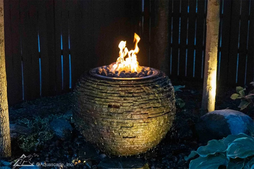 FIRE AND WATER STACKED SLATE SPHERE 32"