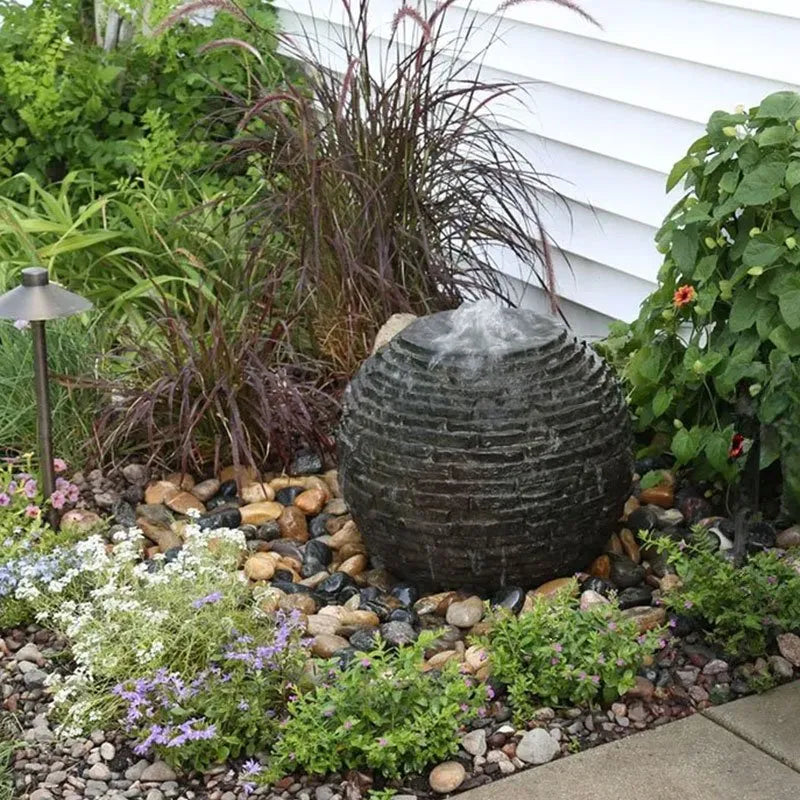 STACKED SLATE SPHERE FOUNTAIN KIT 18"